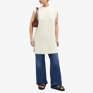Anine Bing Oliver Knit Sweater Size XS Ivory Sleeveless Tunic Split Hem